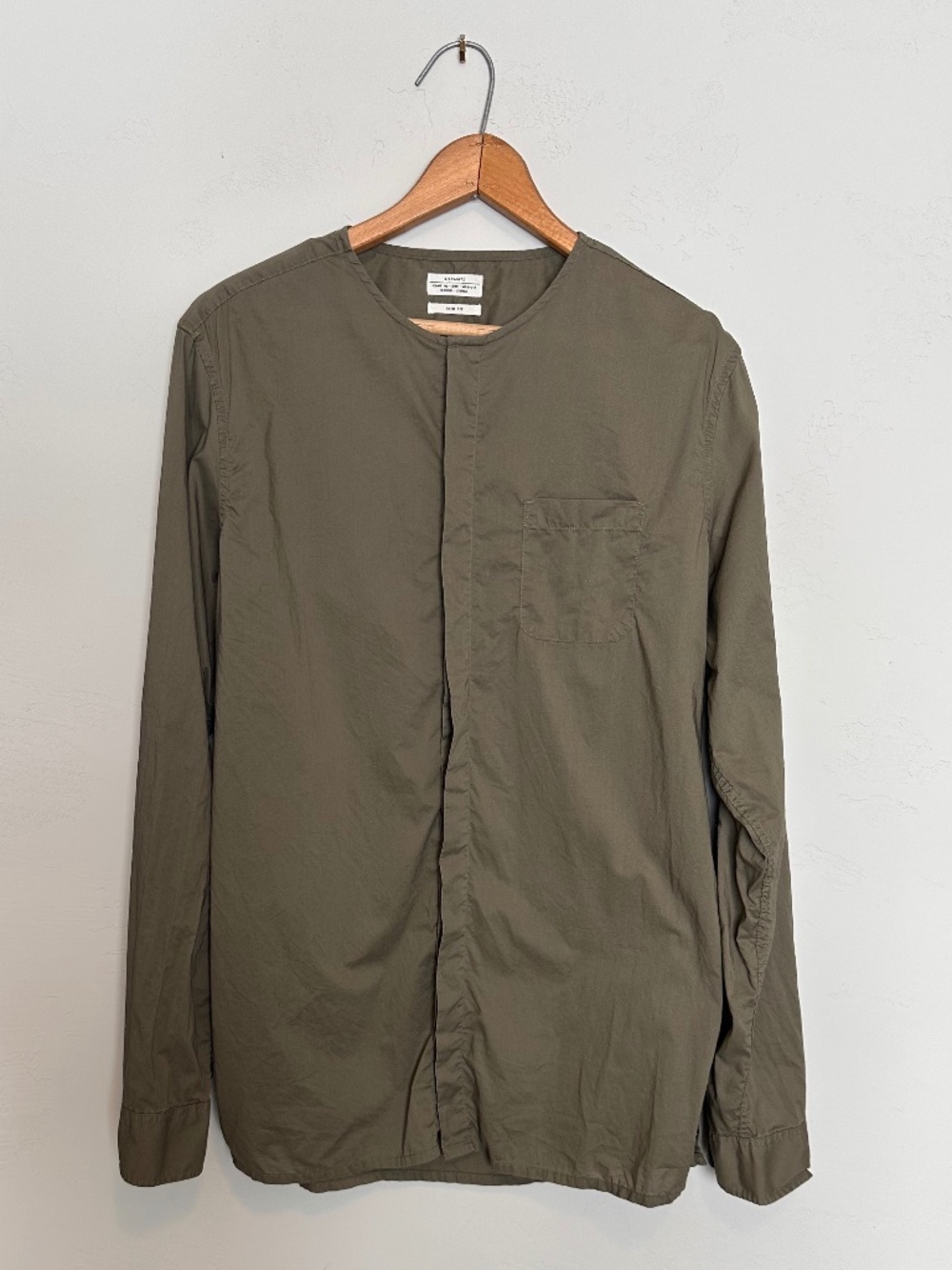 AllSaints Olive Green Slim Fit Cotton Button-Up Shirt | Size Medium